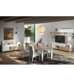 Stolik pod TV MONACO 181 cm biały z dodatkiem dąb Cadiz*MCA Linia Włoska Best