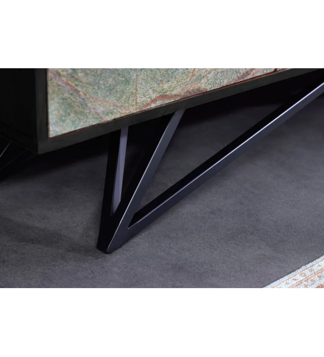 Stolik pod TV MONTANAS 200 cm drewno akacja czarny*Invicta Interior Best