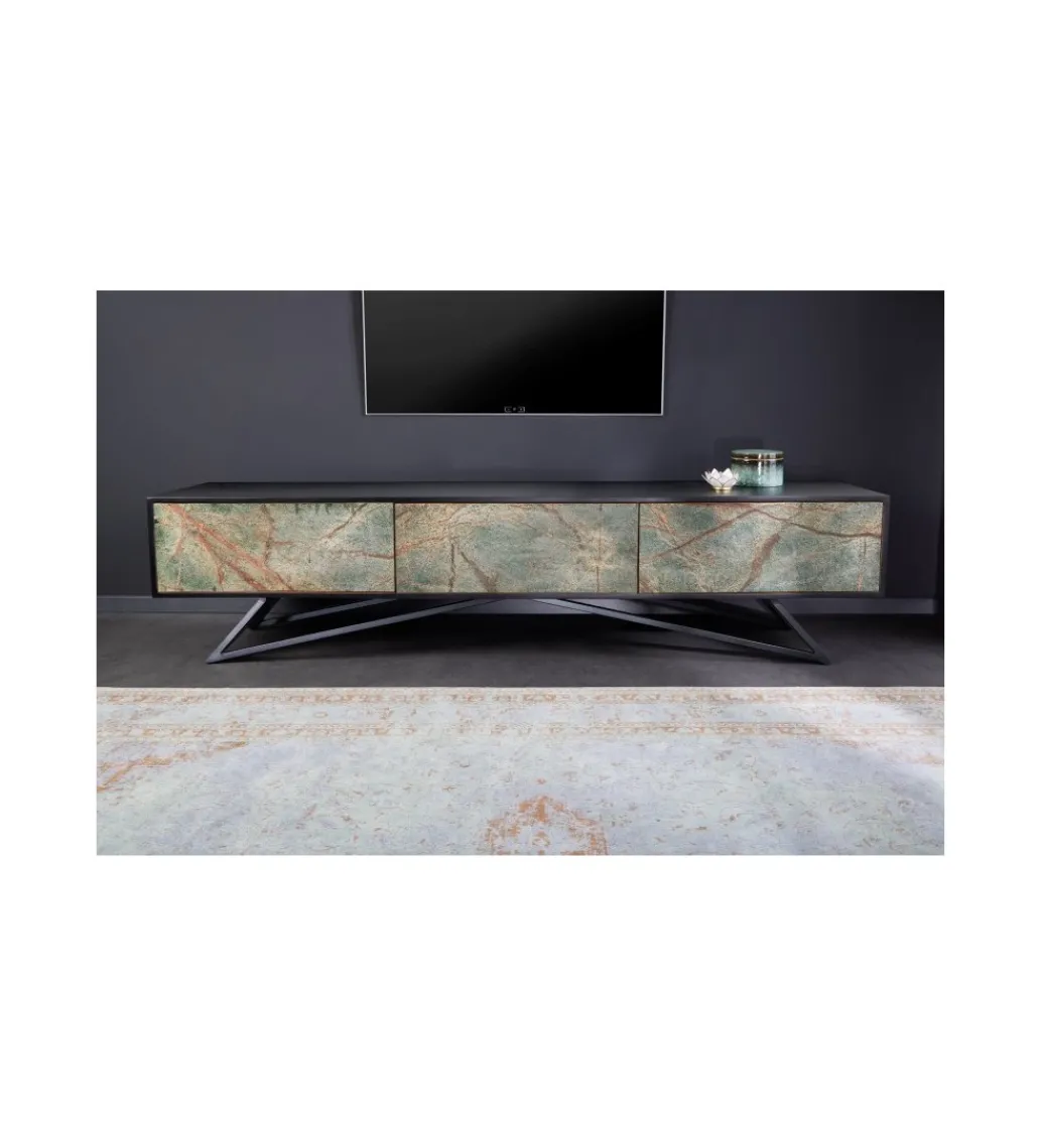 Stolik pod TV MONTANAS 200 cm drewno akacja czarny*Invicta Interior Best