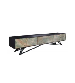 Stolik pod TV MONTANAS 200 cm drewno akacja czarny*Invicta Interior Best