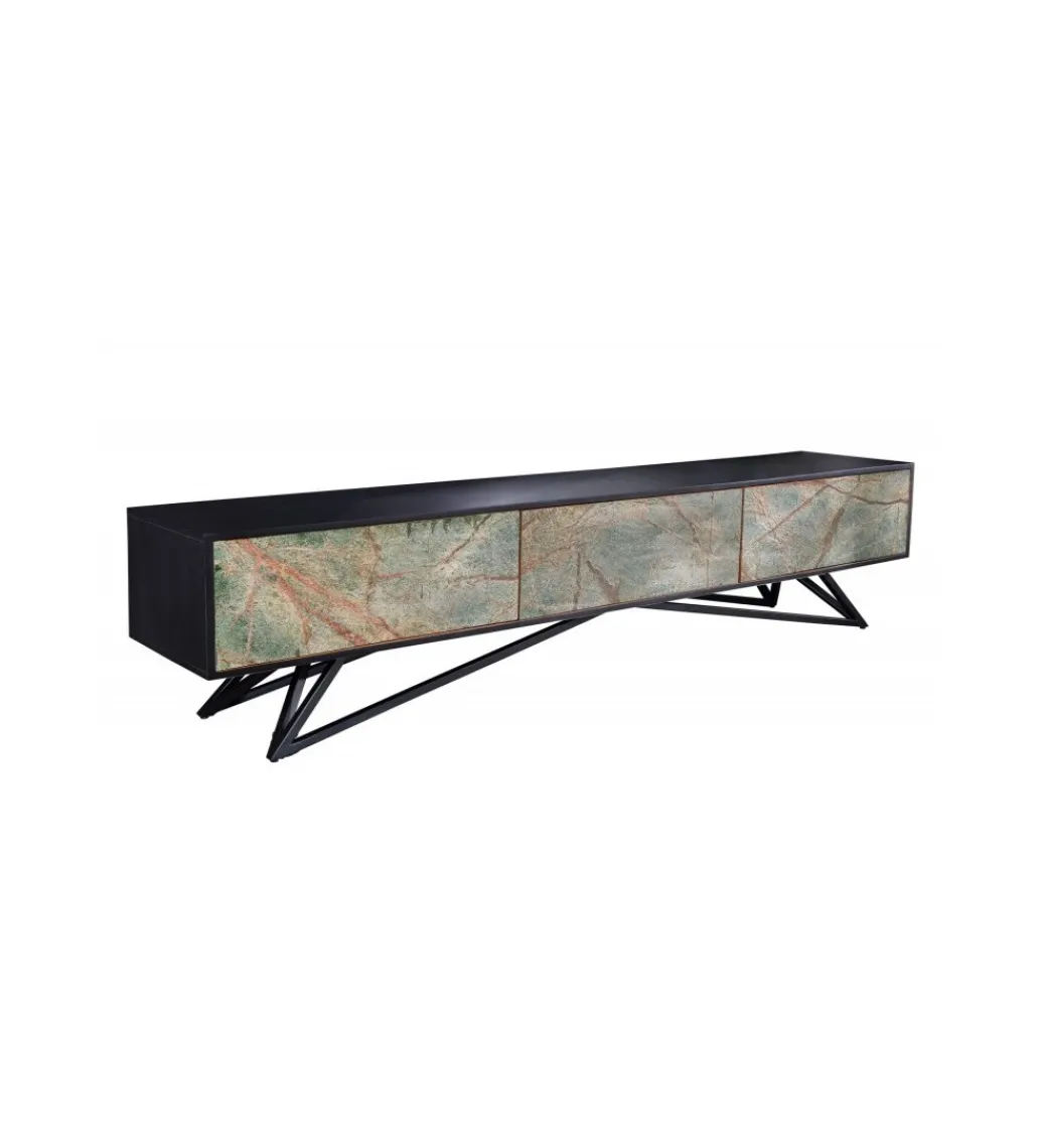 Stolik pod TV MONTANAS 200 cm drewno akacja czarny*Invicta Interior Best