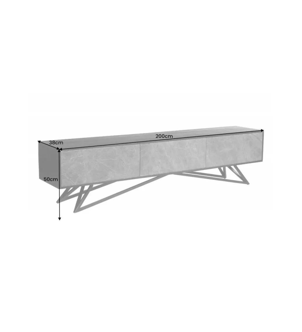 Stolik pod TV MONTANAS 200 cm drewno akacja czarny*Invicta Interior Best