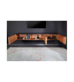 Stolik pod TV MONTANAS 200 cm drewno akacja czarny*Invicta Interior Best