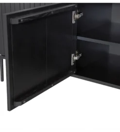 Stolik pod TV NEW GRAVURE 150 cm drewno sosny czarny*WOOOD Best