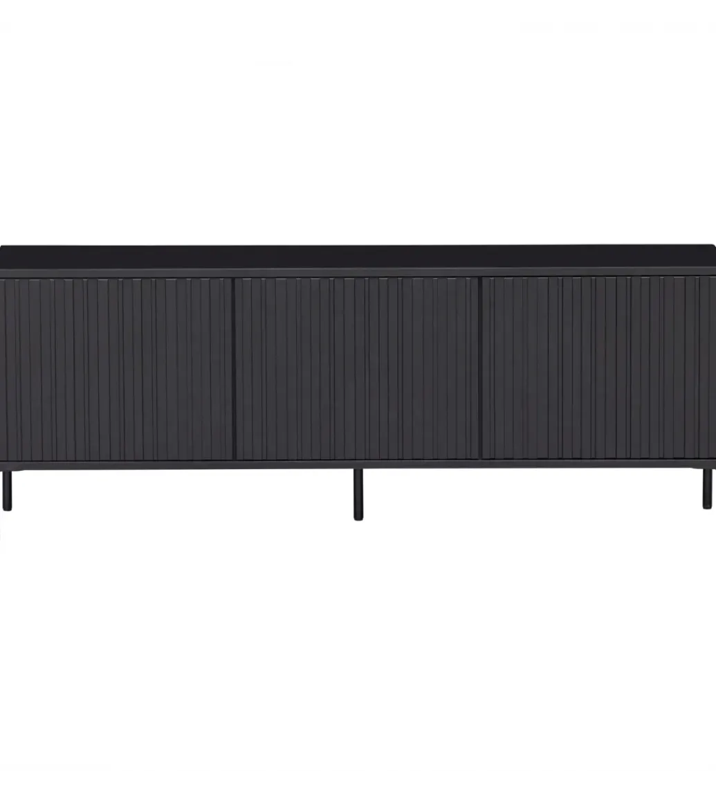 Stolik pod TV NEW GRAVURE 150 cm drewno sosny czarny*WOOOD Best
