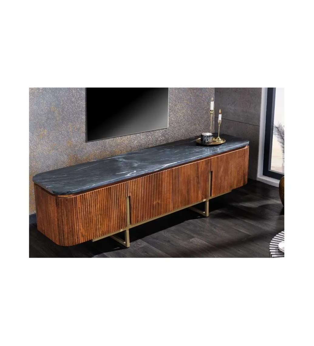 Stolik pod TV NIGATA 160 cm drewno mango brąz*Invicta Interior Best