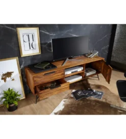 Stolik pod Tv NISHAN 160 cm drewno sheesham*WOHNLING, GERMANY Sale