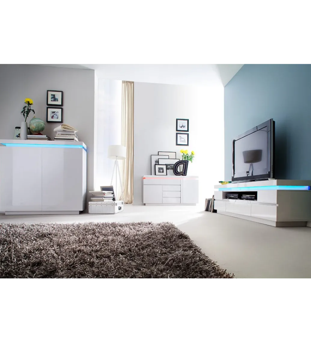 Stolik pod TV OCEAN 175 cm biały z oświetleniem*MCA New