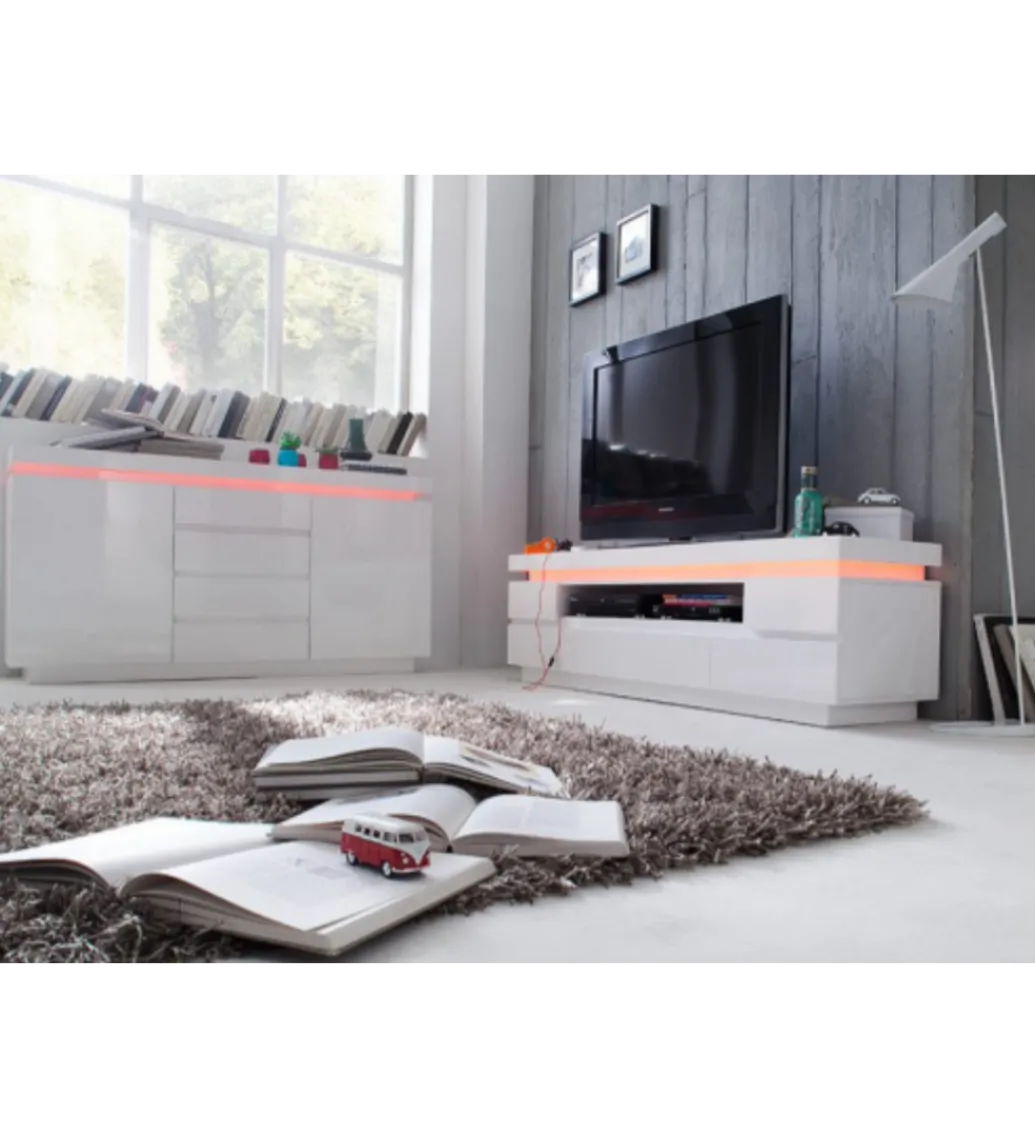 Stolik pod TV OCEAN 175 cm biały z oświetleniem*MCA New