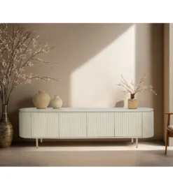 Stolik pod TV PATOU 210 cm jasnobeżowy drewno mango*LF-Design