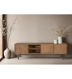 Stolik pod TV RAVENSTEIN 180 cm drewno mango naturalny*LF-Design Discount