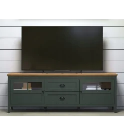Stolik pod TV STANTON 184 cm w optyce dębu Evoke Ciemnozielony*MCA Linia Włoska Clearance