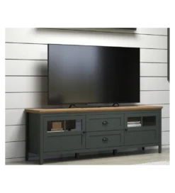 Stolik pod TV STANTON 184 cm w optyce dębu Evoke Ciemnozielony*MCA Linia Włoska Clearance