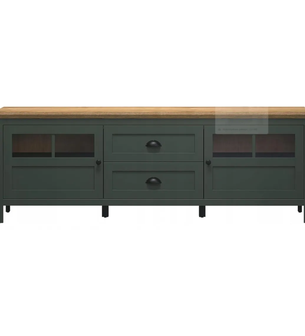 Stolik pod TV STANTON 184 cm w optyce dębu Evoke Ciemnozielony*MCA Linia Włoska Clearance