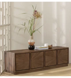 Stolik pod TV SUN 150 cm drewno teak brązowy*WOOOD Discount
