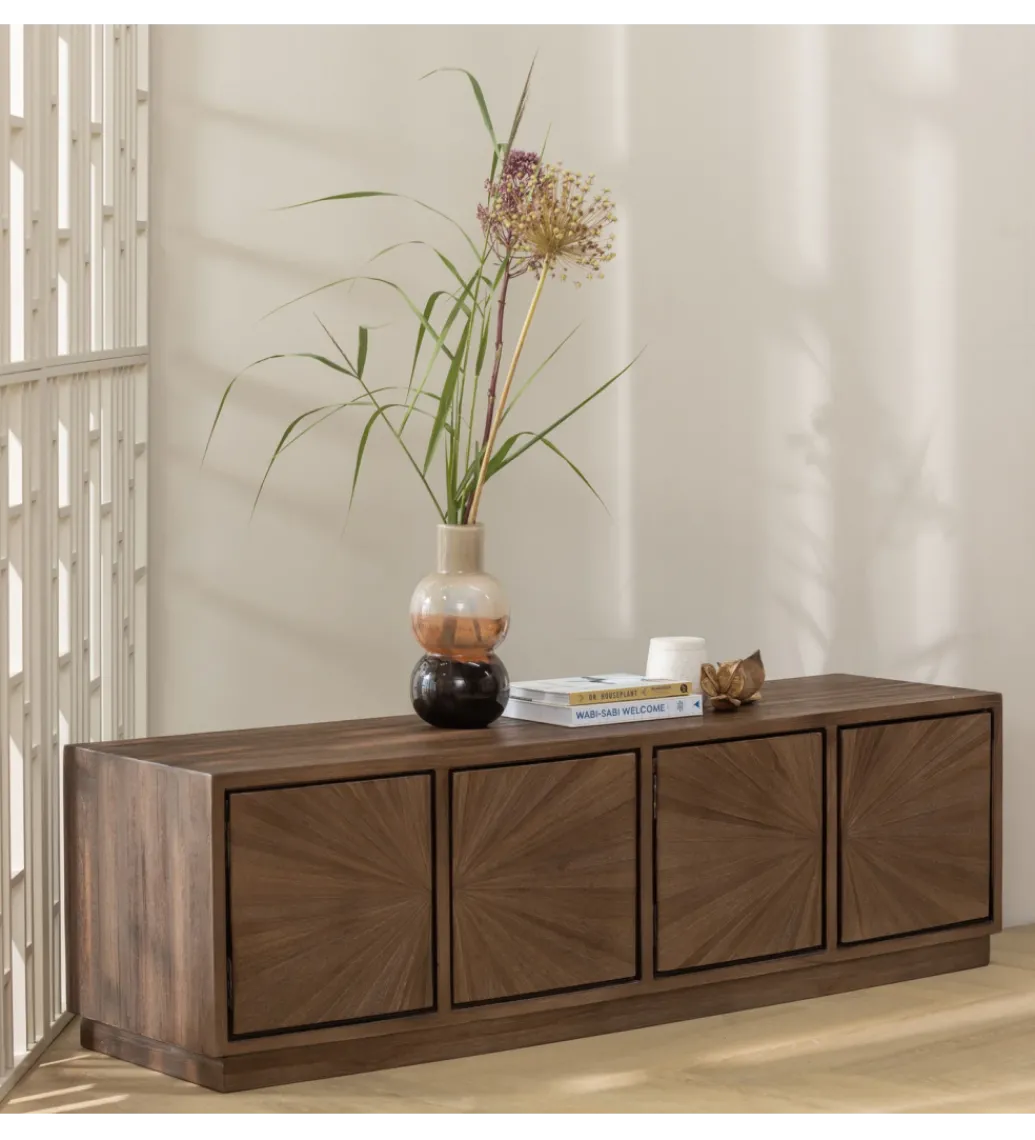 Stolik pod TV SUN 150 cm drewno teak brązowy*WOOOD Discount