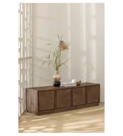 Stolik pod TV SUN 150 cm drewno teak brązowy*WOOOD Discount