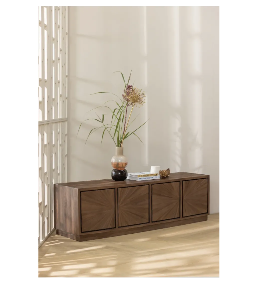 Stolik pod TV SUN 150 cm drewno teak brązowy*WOOOD Discount