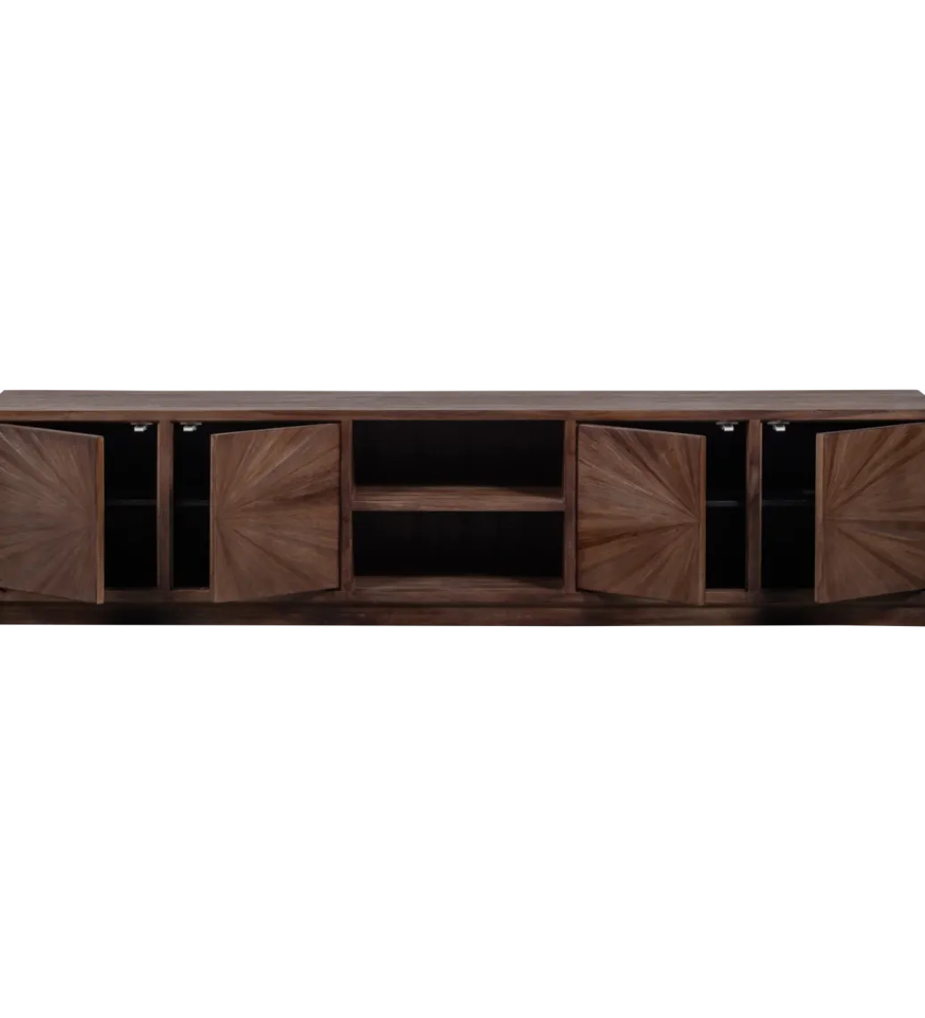 Stolik pod TV SUN 200 cm drewno teak brązowy*WOOOD Discount