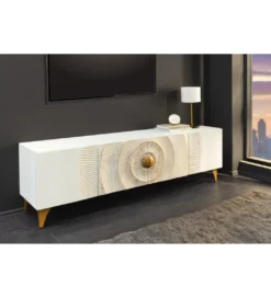 Stolik pod TV SWEET GOLDEN SUNSET 180 cm drewno mango biała*Invicta Interior Clearance