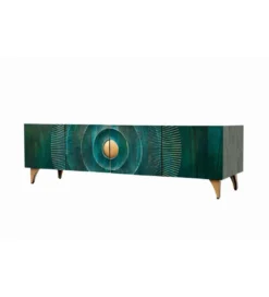 Stolik pod TV SWEET GOLDEN SUNSET 180 cm drewno mango turkusowa*Invicta Interior - przedsprzedaż Online