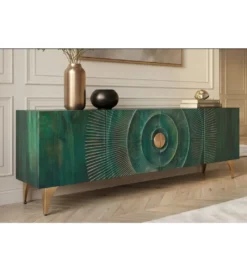 Stolik pod TV SWEET GOLDEN SUNSET 180 cm drewno mango turkusowa*Invicta Interior - przedsprzedaż Online
