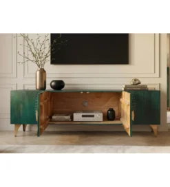 Stolik pod TV SWEET GOLDEN SUNSET 180 cm drewno mango turkusowa*Invicta Interior - przedsprzedaż Online