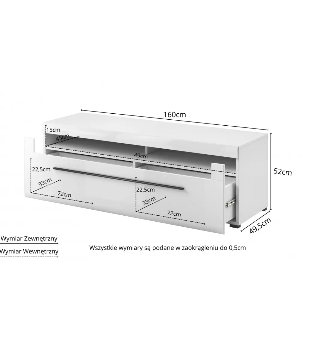 Stolik pod TV TULSA 160 cm biały*Helvetia Discount