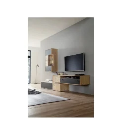 Stolik pod TV VALENCIA 306 cm antracytowo naturalny*MCA