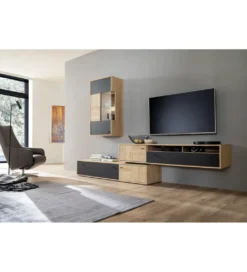 Stolik pod TV VALENCIA 306 cm antracytowo naturalny*MCA
