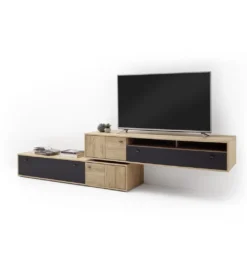 Stolik pod TV VALENCIA 306 cm antracytowo naturalny*MCA