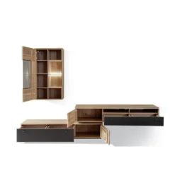 Stolik pod TV VALENCIA 306 cm antracytowo naturalny*MCA