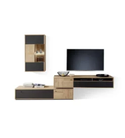 Stolik pod TV VALENCIA 306 cm antracytowo naturalny*MCA