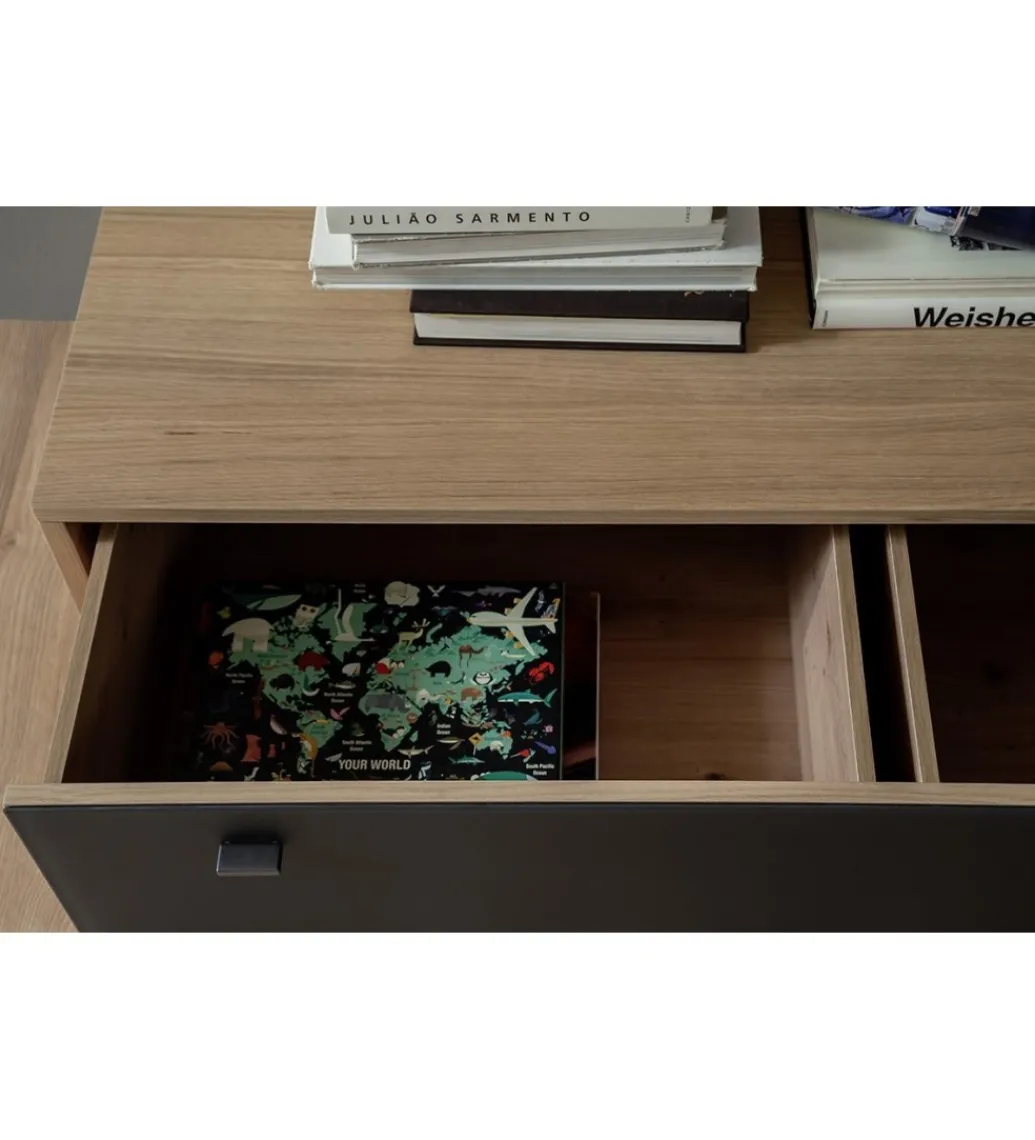 Stolik pod TV VALENCIA 306 cm antracytowo naturalny*MCA