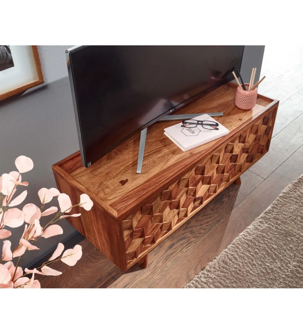 Stolik pod TV VENLO 92 cm drewno sheesham*WOHNLING, GERMANY
