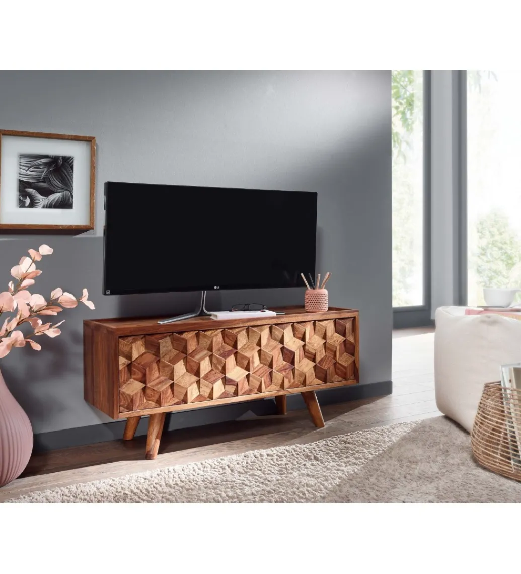 Stolik pod TV VENLO 92 cm drewno sheesham*WOHNLING, GERMANY