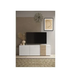 Stolik pod TV VENUS 181 cm biały z dodatkiem koloru dąb Cadiz*MCA Linia Włoska