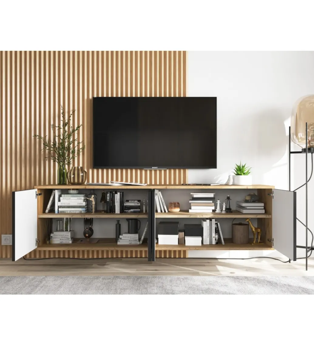 Stolik pod Tv wiszący Apollo B 150 cm czarny*Polski Design ML New
