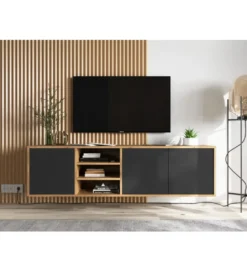 Stolik Pod Tv wiszący Apollo 150 Cm Czarny*Polski Design ML Outlet