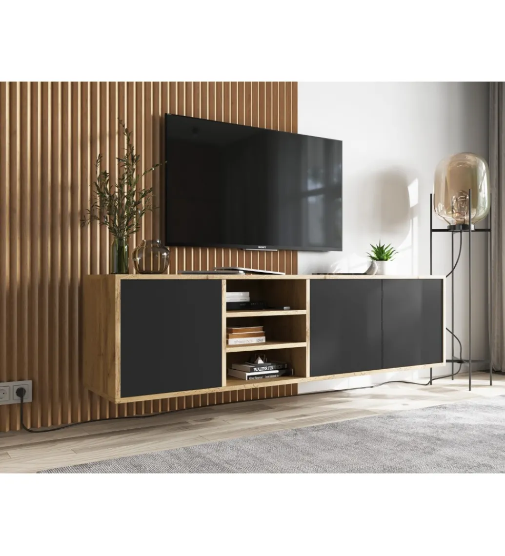 Stolik Pod Tv wiszący Apollo 150 Cm Czarny*Polski Design ML Outlet