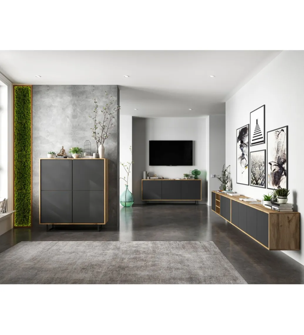 Stolik Pod Tv wiszący Apollo 150 Cm antracytowy*Polski Design ML Online