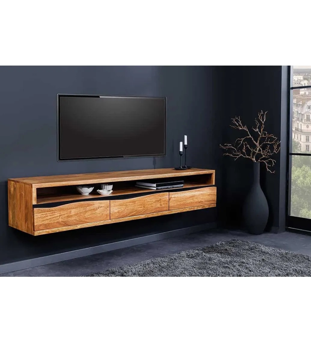Stolik pod TV wiszący ARKTYKA Mammut 160 cm drewno akacja honey OUTLET*Invicta Interior Hot