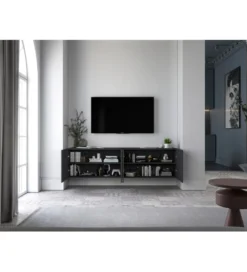 Stolik pod TV wiszący ELPIS 150 cm czarny*Polski Design ML Online