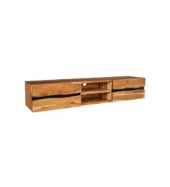 Stolik pod Tv wiszący EUFRAT Amazonas 160 cm drewno akacja*Invicta Interior - przedsprzedaż Outlet