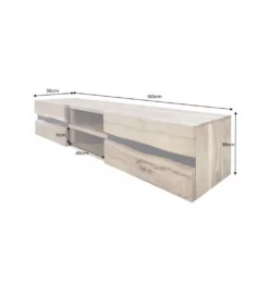 Stolik pod Tv wiszący EUFRAT Amazonas 160 cm drewno akacja*Invicta Interior - przedsprzedaż Outlet