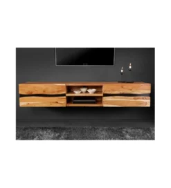Stolik pod Tv wiszący EUFRAT Amazonas 160 cm drewno akacja*Invicta Interior - przedsprzedaż Outlet