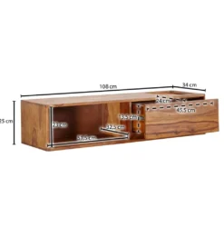 Stolik pod Tv wiszący INDIOS II 108 cm drewno sheesham*WOHNLING, GERMANY Best