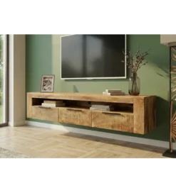 Stolik pod TV wiszący IRON CRAFT 160 cm drewno mango*Invicta Interior Best