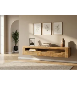 Stolik pod TV wiszący IRON CRAFT 160 cm drewno mango*Invicta Interior Best