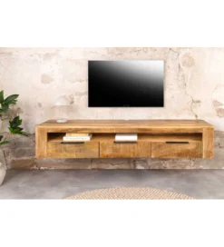 Stolik pod TV wiszący IRON CRAFT 160 cm drewno mango*Invicta Interior Best